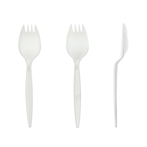 Medium Weight White Polypropylene Individually Wrapped Sporks