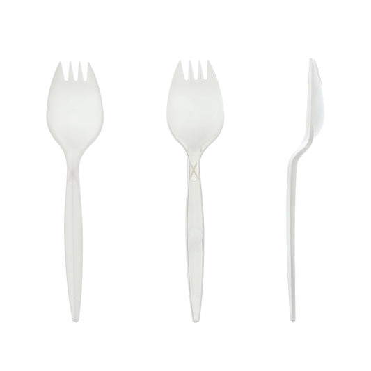 Medium Weight White Polypropylene Individually Wrapped Sporks