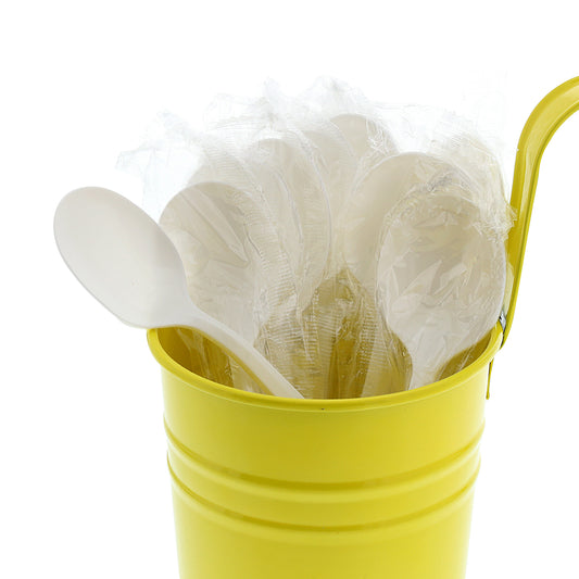 Medium Weight White Polypropylene Individually Wrapped Soupspoons