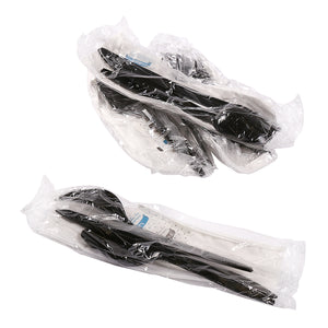 6 Piece Kit Black Medium Weight Fork-Teaspoon-Knife-12