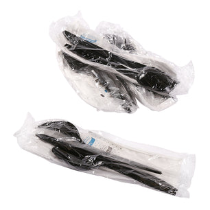 6 Piece Kit Black Medium Weight Fork-Teaspoon-Knife-12