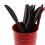 Heavy Black Polystyrene Knives in a red cup