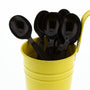 Heavy Black Polystyrene Spoon Soups in a yellow cup