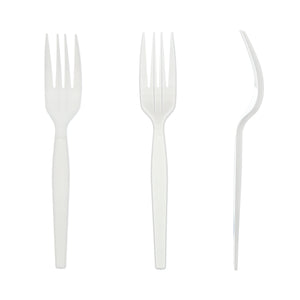 Medium Heavy White Polystyrene Individually Wrapped Forks
