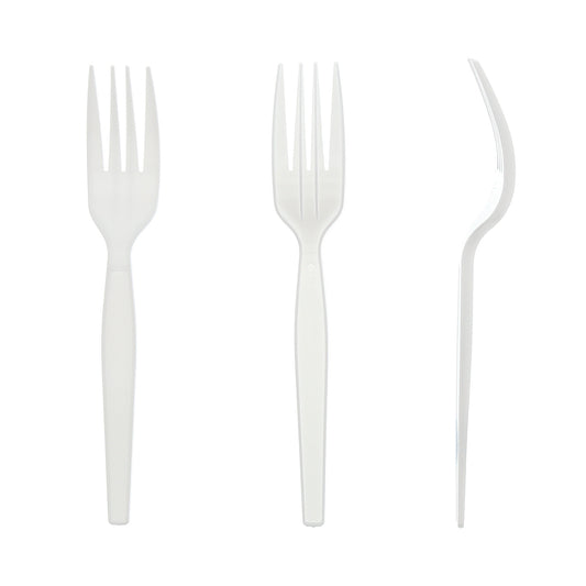Medium Heavy White Polystyrene Individually Wrapped Forks