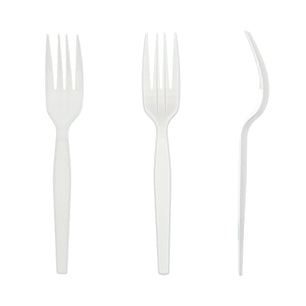 Medium Heavy White Polystyrene Individually Wrapped Forks