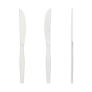 Three Medium Heavy White Polystyrene Knives