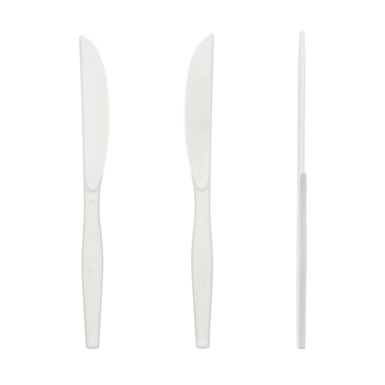 Three Medium Heavy White Polystyrene Knives