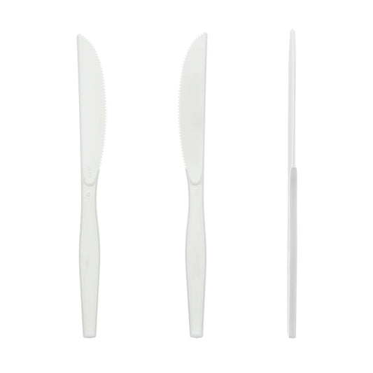 Three Medium Heavy White Polystyrene Knives