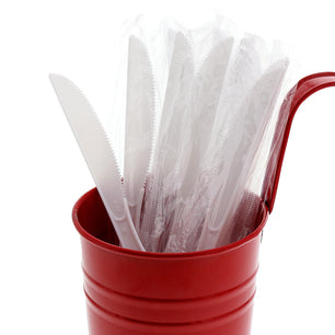 Medium Heavy White Polystyrene Individually Wrapped Knives