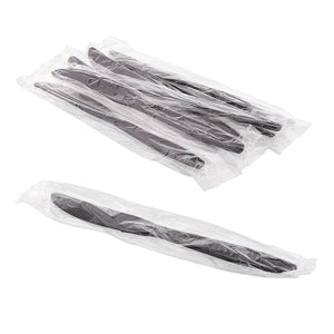Heavy Black Polystyrene Individually Wrapped Knives