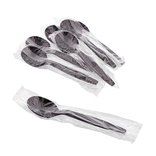 Heavy Black Polystyrene soup spoons