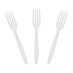 Heavy White Polystyrene unwrapped Forks