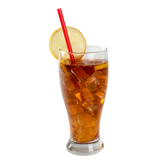 9" Giant Red Paper Wrapped Straws in an iced tea