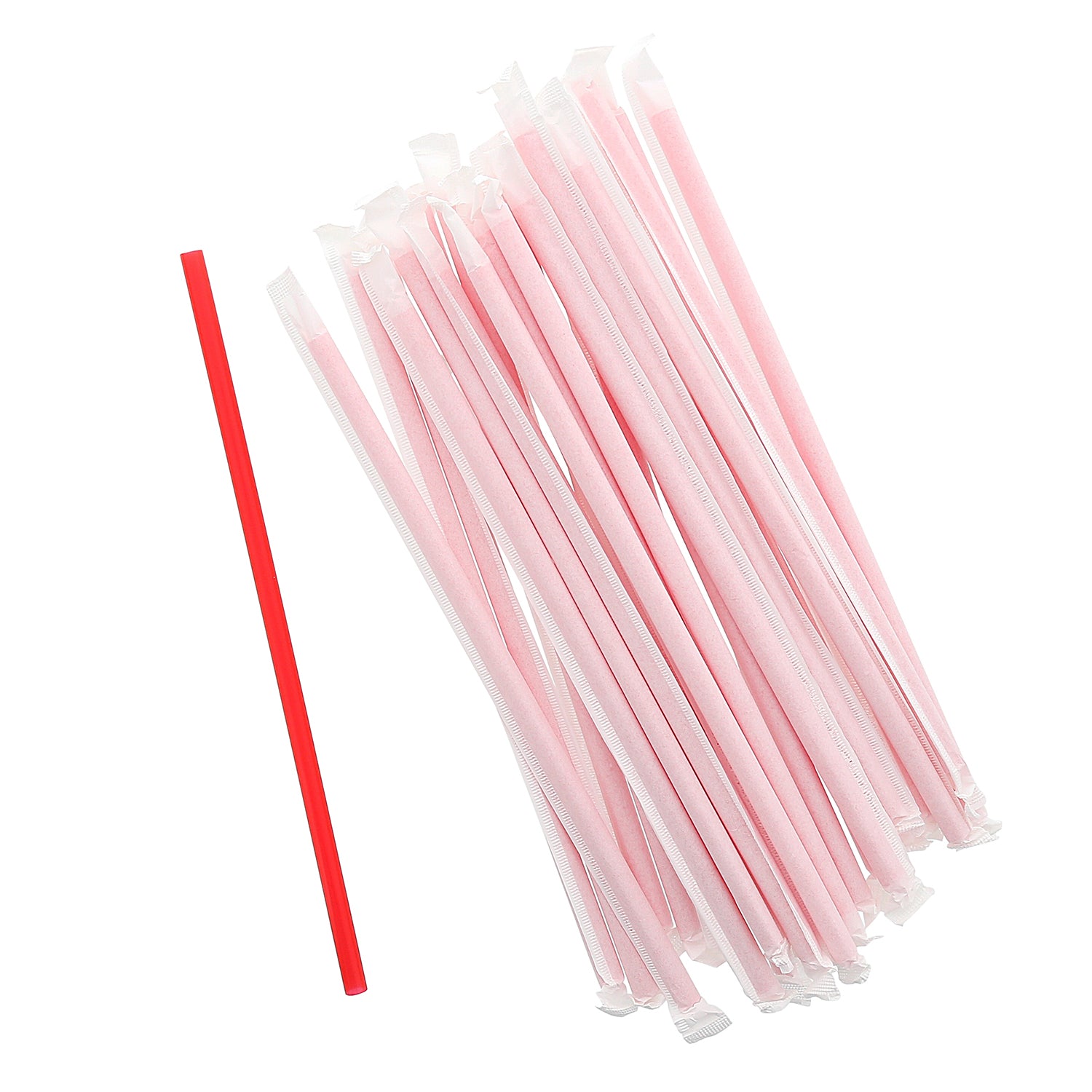 9" Giant Red Paper Wrapped Straws