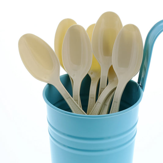 Heavy Champagne Retail Boxed Polystyrene Teaspoons in a cup