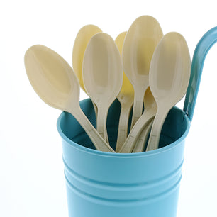 Heavy Champagne Retail Boxed Polystyrene Teaspoons in a cup