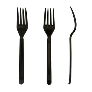 three Heavy Weight Black Polypropylene Forks