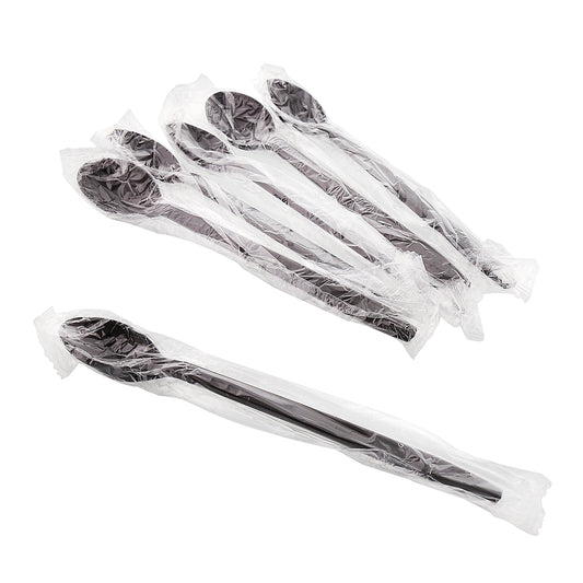 Medium Weight Black Polypropylene Individually Wrapped Soda Spoons