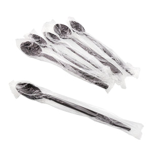 Medium Weight Black Polypropylene Individually Wrapped Soda Spoons