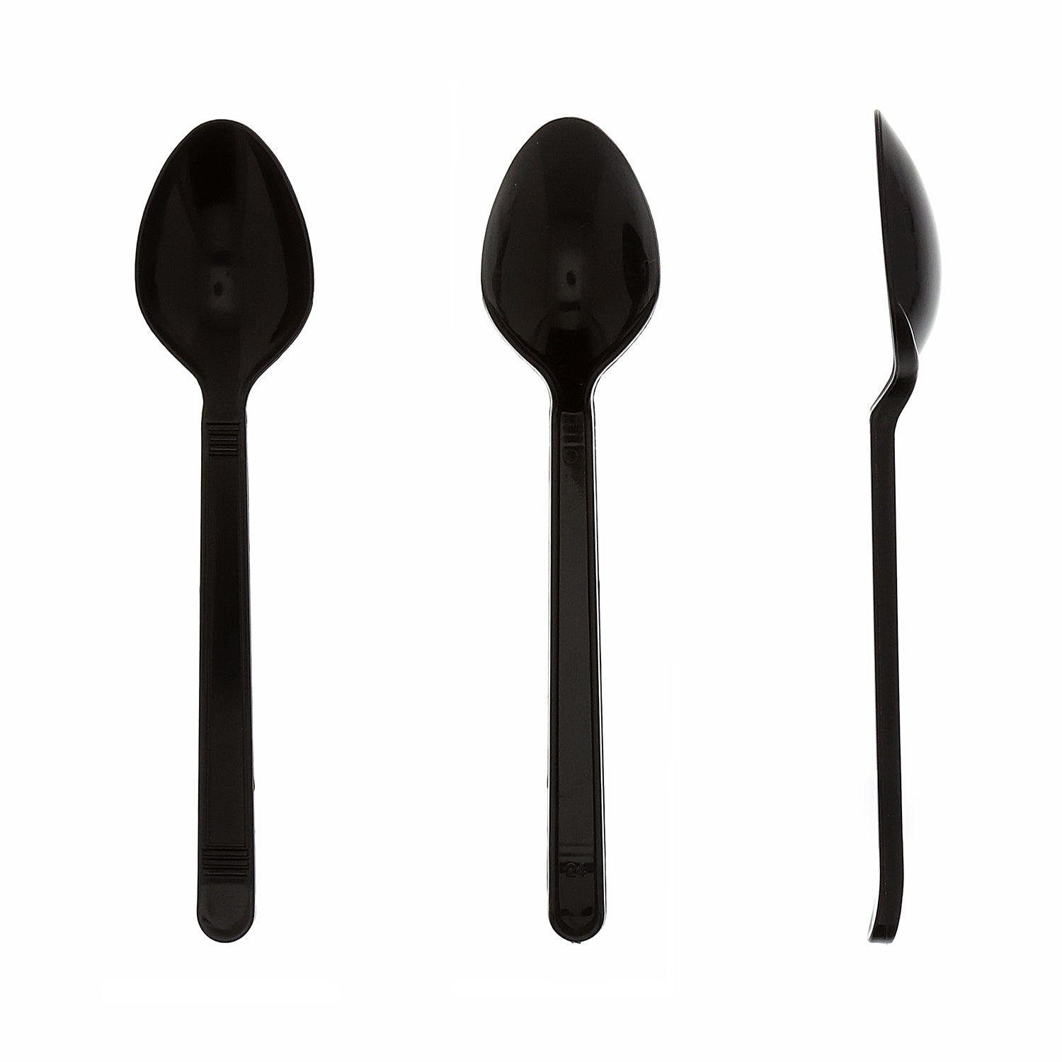 three Heavy Weight Black Polypropylene Teaspoons