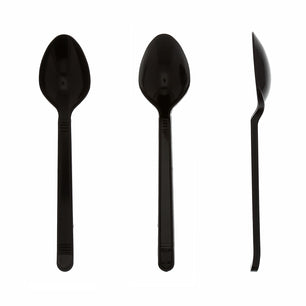 three Heavy Weight Black Polypropylene Teaspoons