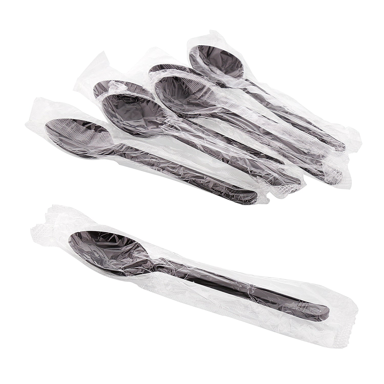 Heavy Weight Black Polypropylene Individually Wrapped Teaspoons