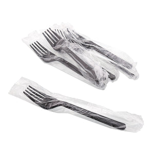 Medium Heavy Weight Black Polypropylene Individually Wrapped Forks