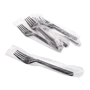 Medium Heavy Weight Black Polypropylene Individually Wrapped Forks