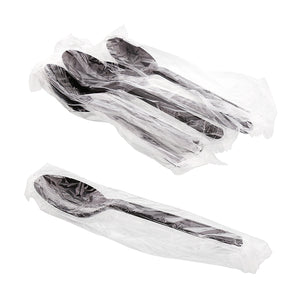 Medium Heavy Weight Black Polypropylene Individually Wrapped Teaspoons