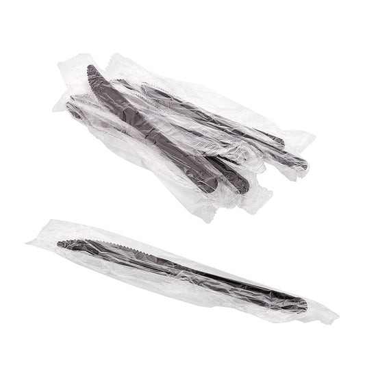 Medium Heavy Weight Black Polypropylene Individually Wrapped Knives