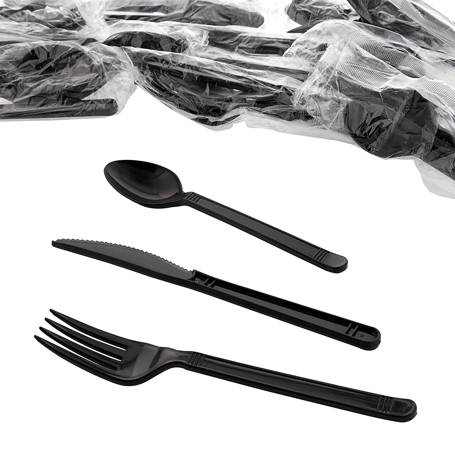 3 Piece Kit Black Heavy Weight Fork-Knife-Teaspoon