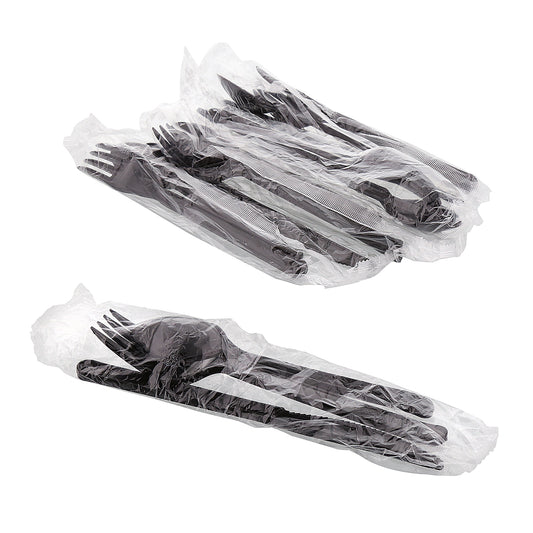 3 Piece Kit Black Heavy Weight Fork-Knife-Teaspoon