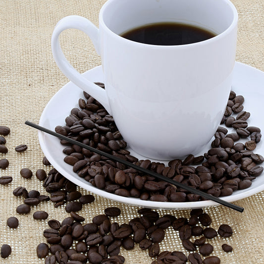 7.5" Black Sip Straw with Coffee and Coffee Beans