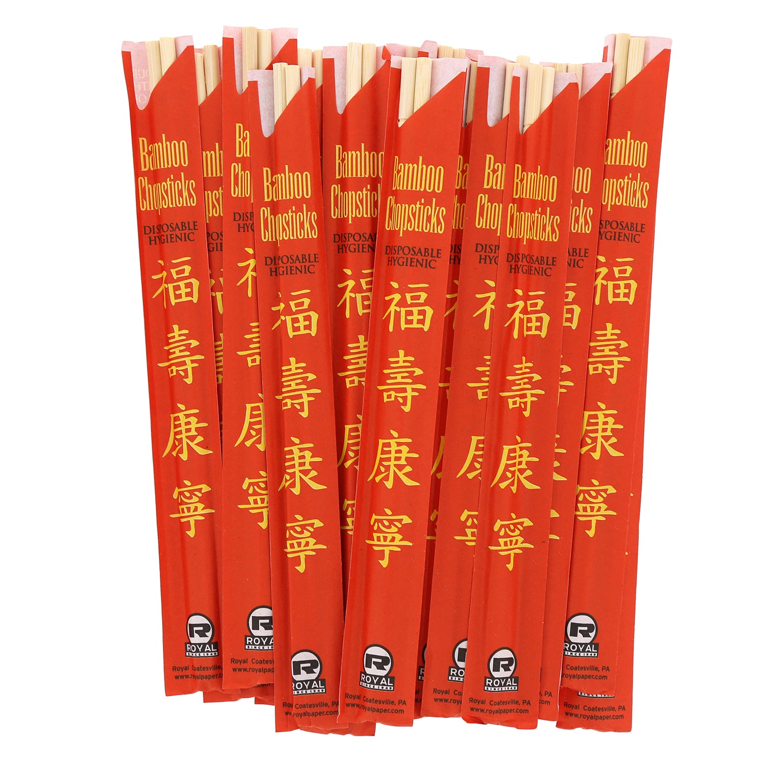 Disposable Bamboo Chopsticks in Red Sleeves