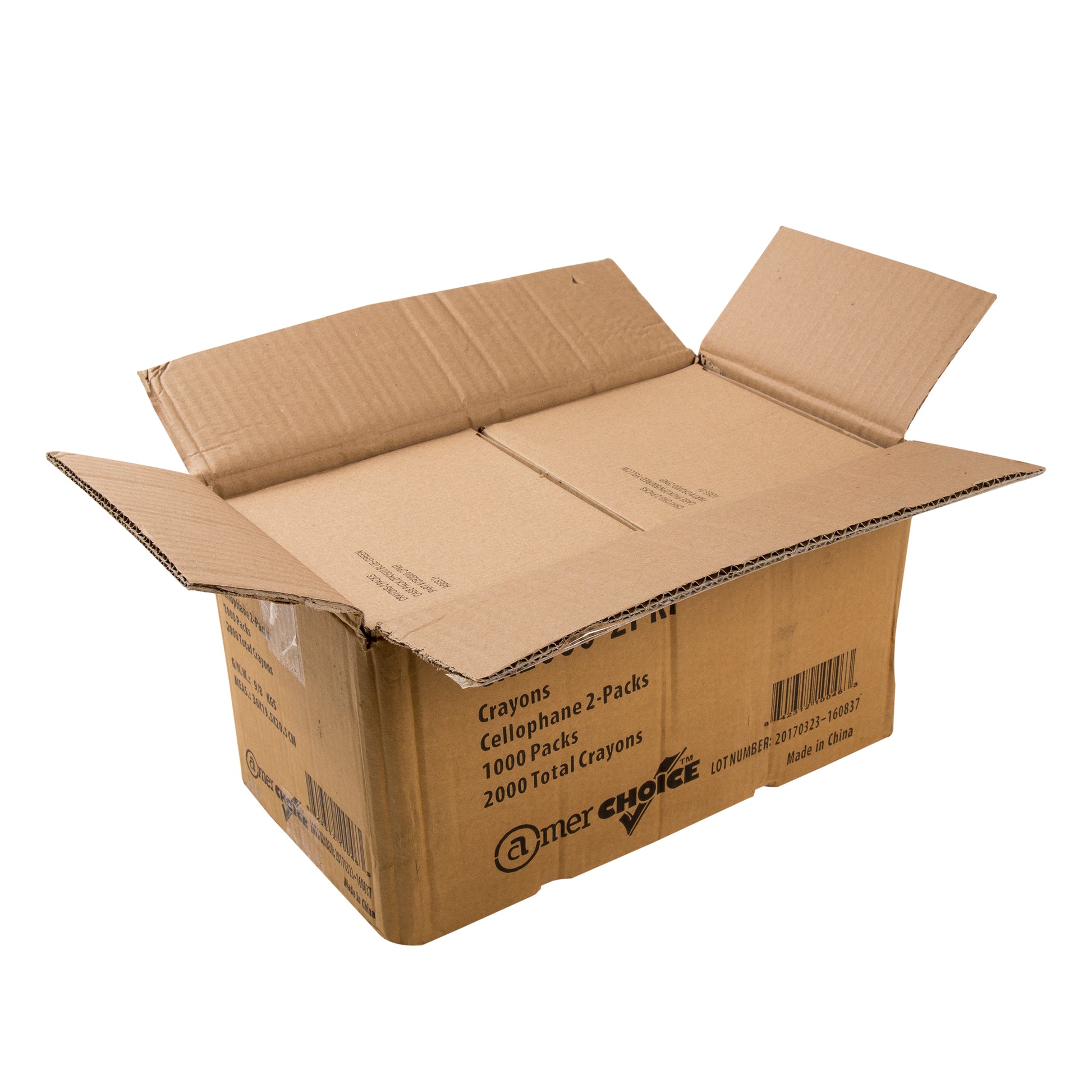open case of Assorted Color 2-Pack Cello Wrapped Crayons