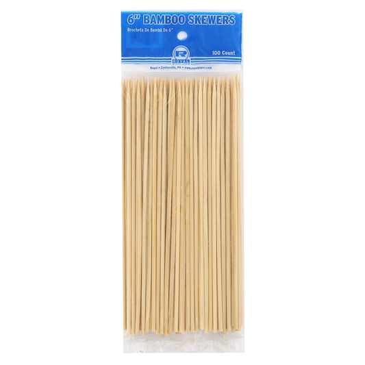 6" Round Bamboo Skewers, Package of 100