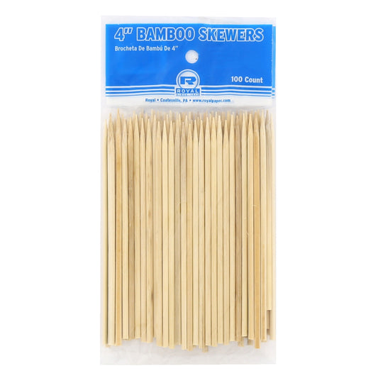 4" Round Bamboo Skewers, Package of 100