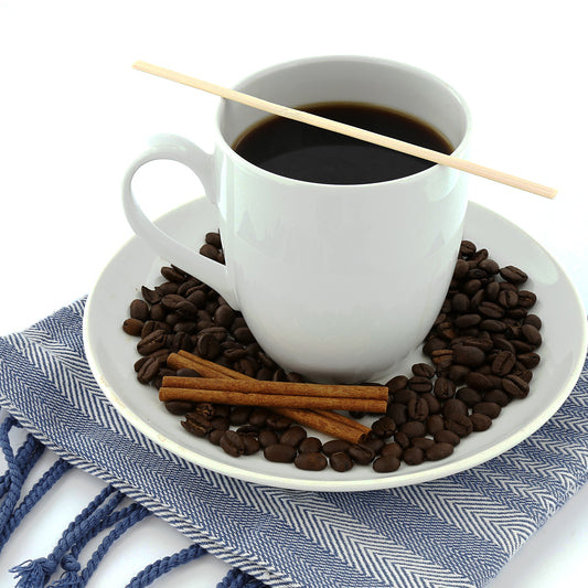 7" Bamboo Coffee Stirrer with Coffee