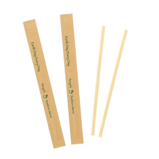 7" Kraft Paper Wrapped Bamboo Stir Sticks