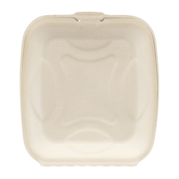 Medium Molded Fiber Deep Clamshell/Hinged Lid Containers, closed top view