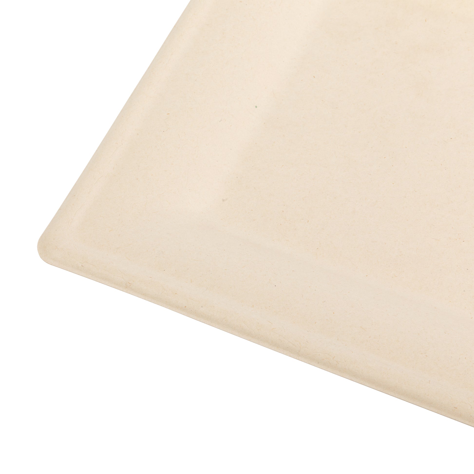 Corner of 10" square no added pfas molded fiber plate