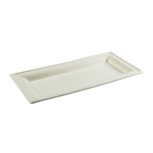 No PFAS added 10" x 5" Heavy Molded Rectangle Fiber Plates, Case of 500