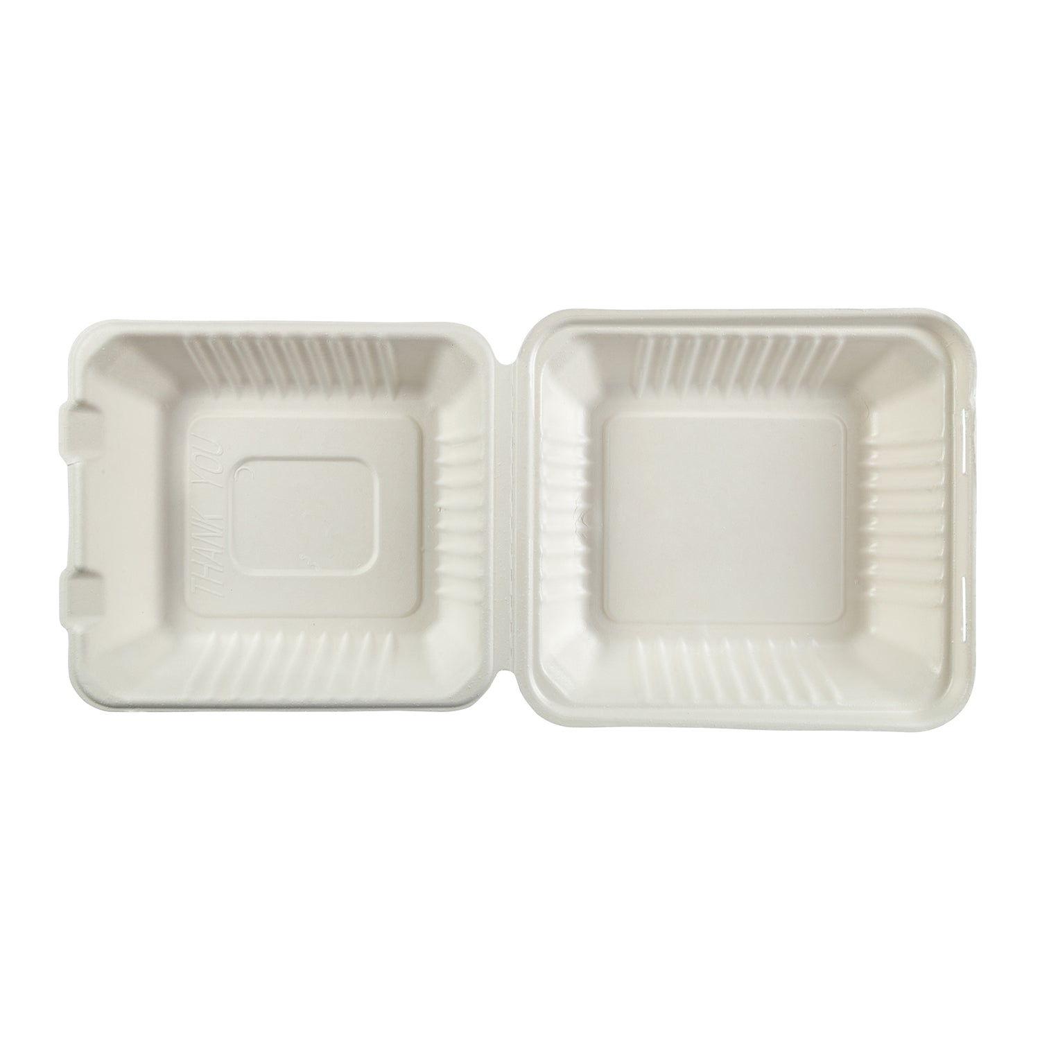 No PFAS added 7.875" x 8" x 3.19" Medium Molded Fiber Deep Hinged Lid Containers PLA Lined, Case of 160