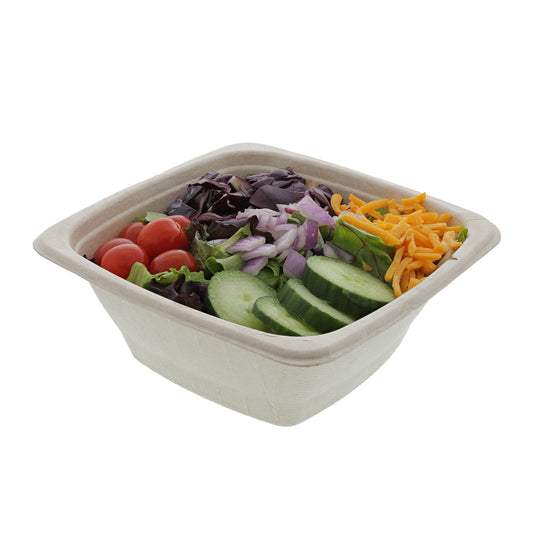 32 oz. Square Tan Bowl with Salad