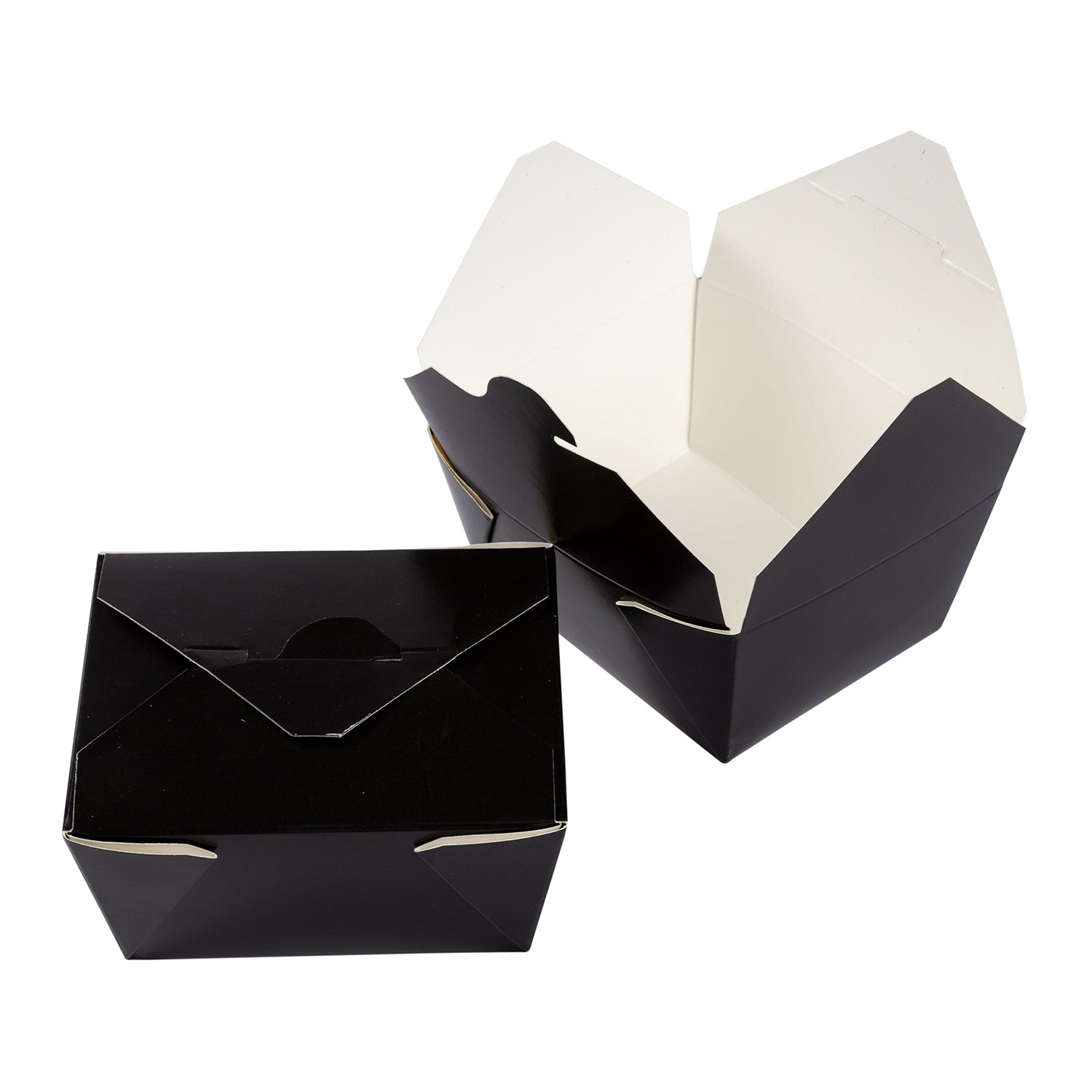 #1 Black 4-3/8" x 3.5" x 2.5" Folded Takeout Boxes