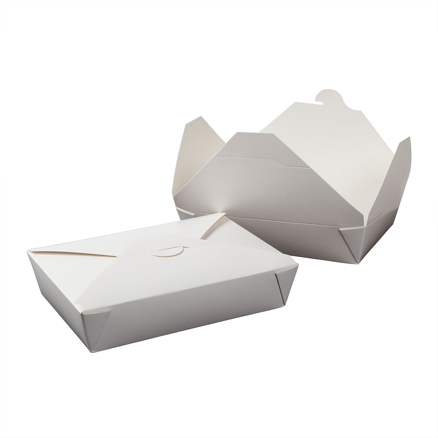 #2 White 7-3/4" x 5.5" x 1-7/8" Folded Takeout Boxes