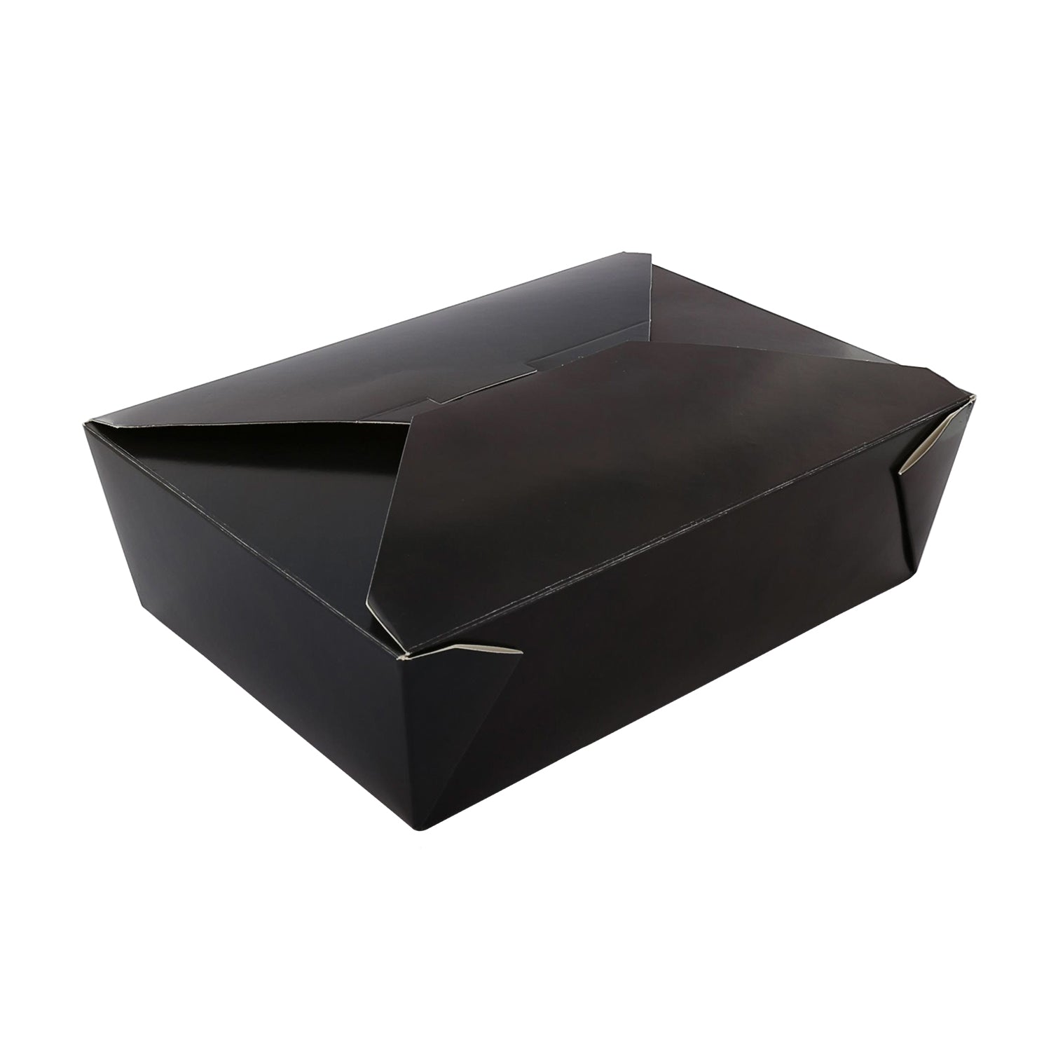 7-3/4" x 5.5" x 2.5" #3 Black Folded Takeout Box