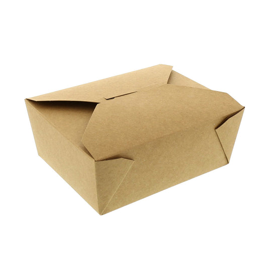 6" x 4-3/4" x 2.5" #8 Kraft Folded Takeout Box