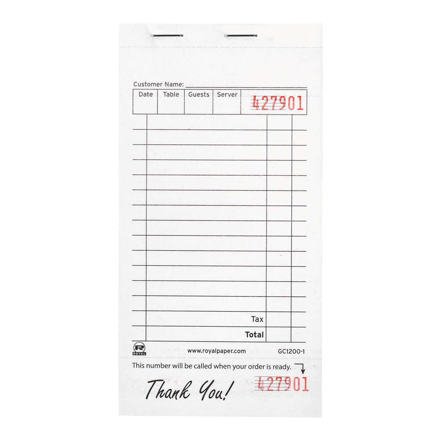 White Guest Checks-1 Part Booked